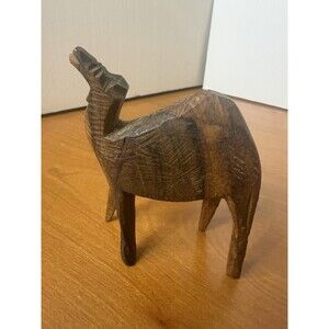 Hand Carved Wooden Camel 4”x3”